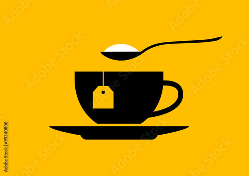 Tea cup icon on orange background