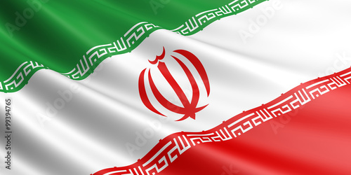 Flag of Iran waving in the wind.