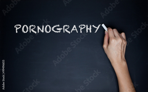 The words pornography on a chalkboard