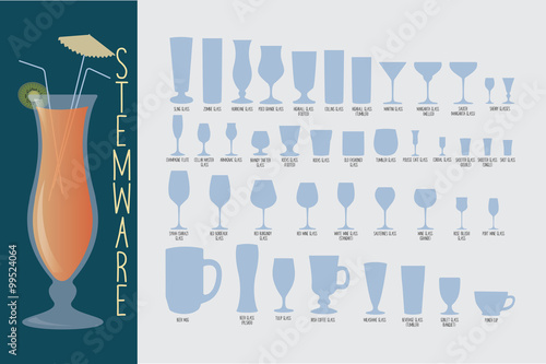 Stemware, type of glasses