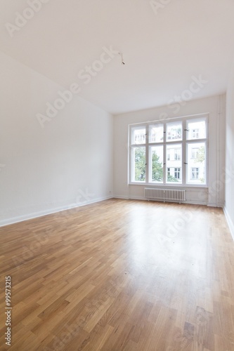 empty room, fresh renovated flat with wooden floor,