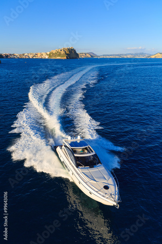 luxury motoryacht in navigation