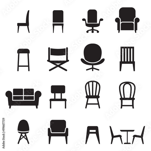 Chair & Seating icons set Vector illustration