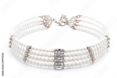 pearl necklace on a white background