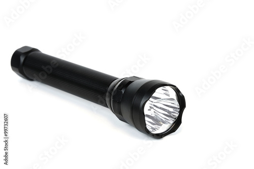 LED flashlight on white background