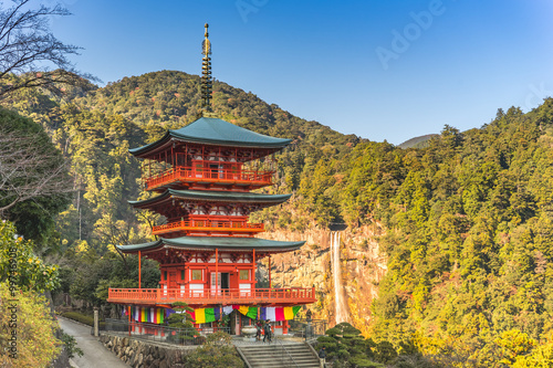 Seigantoji pagoda and Nachi falls in Wakayama, Japan