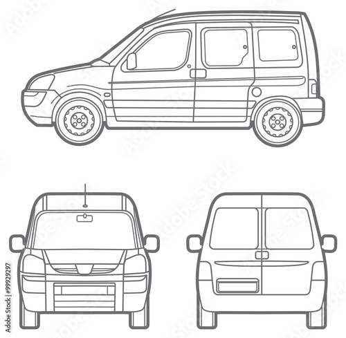 Vector outline minivan