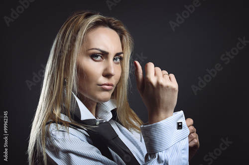 Businesswoman with tough expression