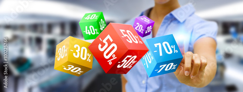 Young woman shopping during sales period