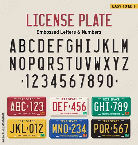 3d license plate font and license plate set