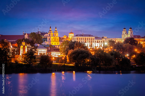 Evening view of Minsk cityscape