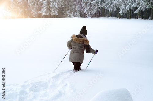 Person going Nordic or cross country walking