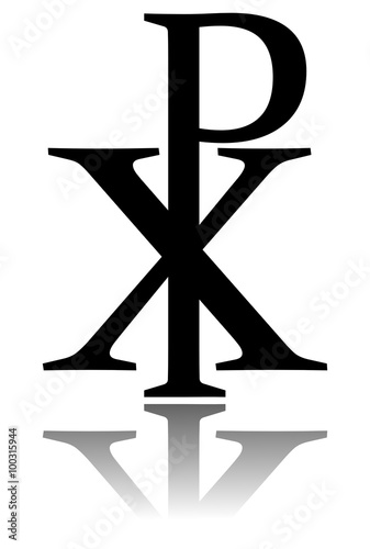 Glossy ChI RHO symbol with drop shadow