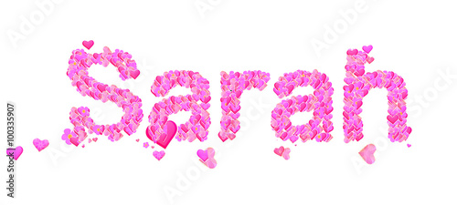 Sarah female name set with hearts type design