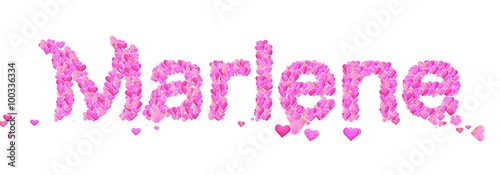 Marlene female name set with hearts type design