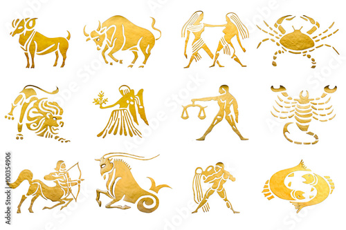 Zodiac and star signs horoscopes isolated on white