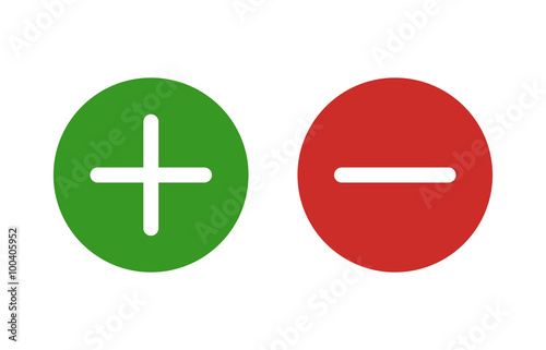 Plus and minus or add and subtract flat color icon for apps and websites.