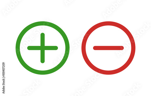 Plus and minus or add and subtract line art color icon for apps and websites.