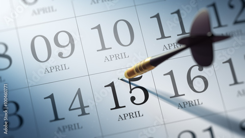April 15 written on a calendar to remind you an important appoin