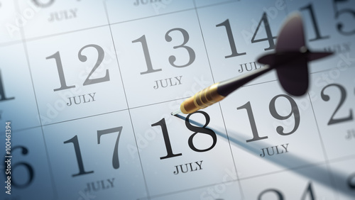 July 18 written on a calendar to remind you an important appoint