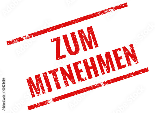 Zum mitnehmen Stempel rot grunge