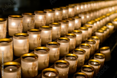 PARIS, FRANCE - October 28, 2015: Candles in Notre-Dame de Paris. Notre-Dame de Paris - main cathedral in Paris since 1345