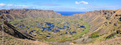 View of Rano Kau Volcano Crater on Easter Island, Chile