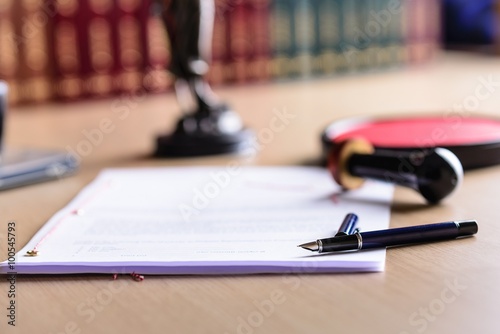 Contract waiting for a notary public sign on desk.