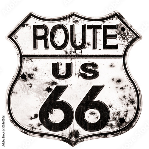 Old rusted Route 66 Sign