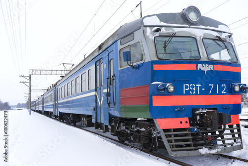 electric train in winter