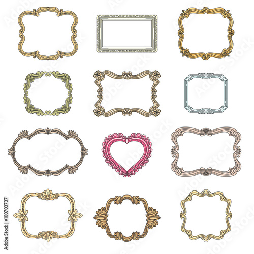 Vintage decorative frames. Decoration element, ornament decorative frames for wedding, vintage frames set vector illustration