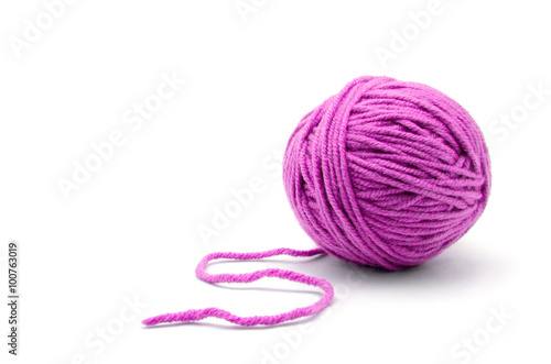 Ball of yarn on white background