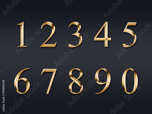 Gold numbers on a grey background