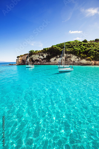 Sailboats in a beautiful bay, Greece