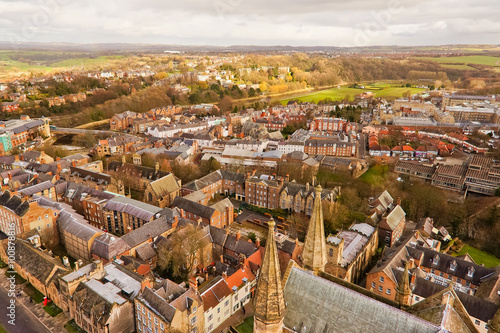 A top view of Durham city. This picture was taken on Durham tower which is a part of Durham Cathedral, England.