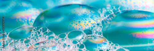 Clean blue soap bubbles