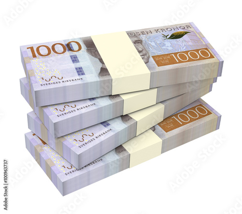 Swedish kronor isolated on white background. Computer generated 3D photo rendering.