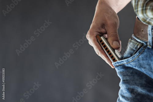 Blues harmonica in the pocket