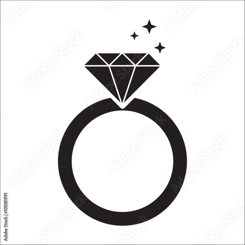 diamond ring black icon