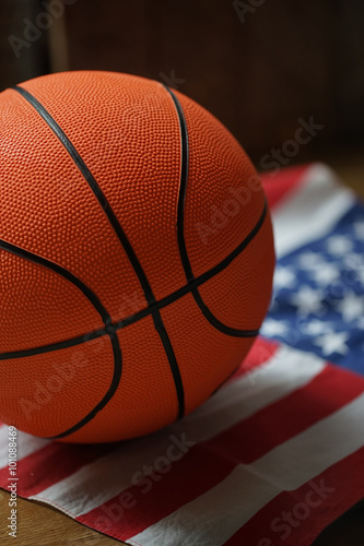 Basketball on American flag