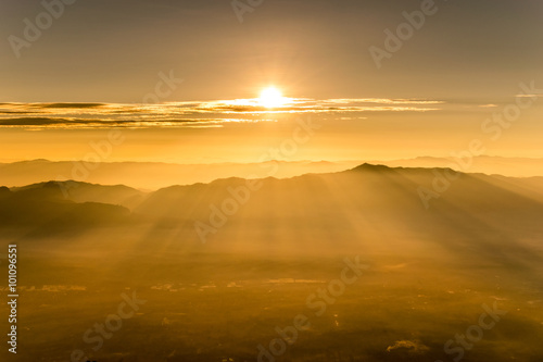 Sunrise among mountains