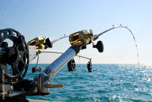 Two Fishing Poles on Back of Boat
