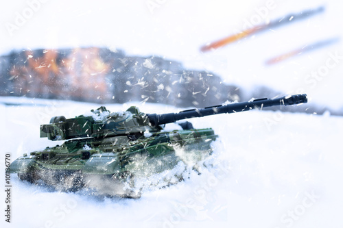 Tank battle in snowstorm