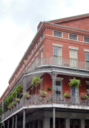 New Orleans houses with balconies and plants