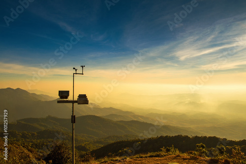 The wind anemometer with landscape.