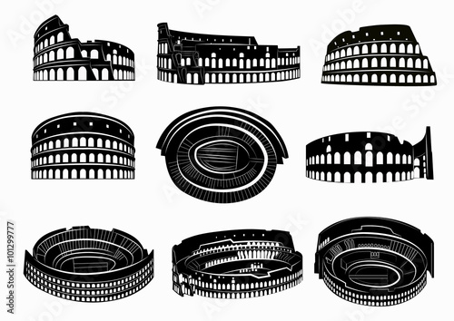 Different views of roman Colosseum