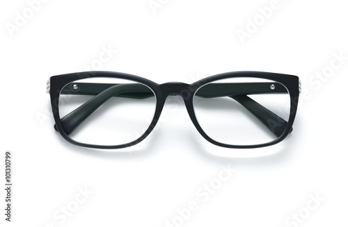 Black frame eyeglasses isolated on white background