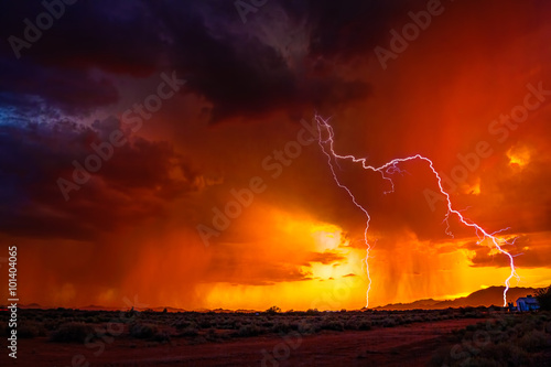 Sunset Lightning in a Summer Thunderstorm