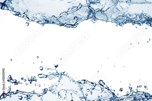 Clean water and water bubbles in blue