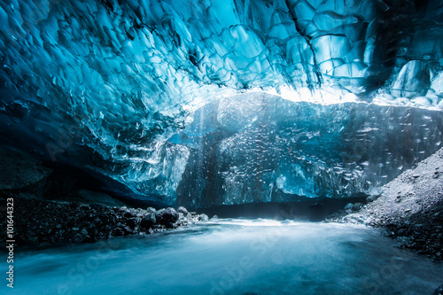 Ice cave in Iceland deep tunnel
